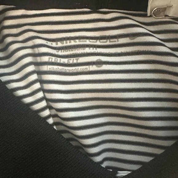 Nike Men Large Black/White Stripped Dri Fit Polo - Picture 4 of 6